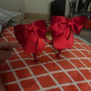 Elegant Red Bow Heels